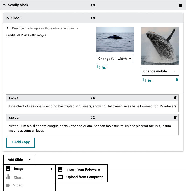 Scrolly block interface